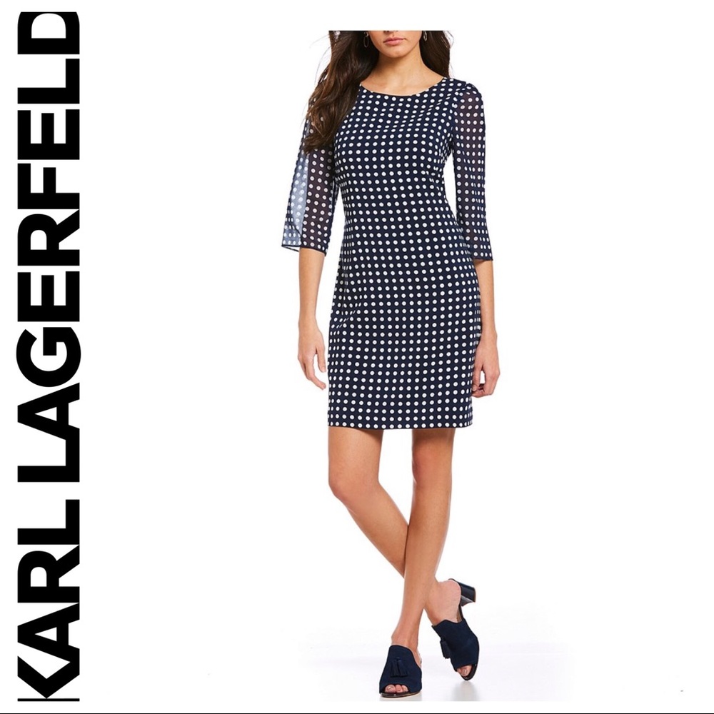 KARL LAGERFELD PARIS Printed Chiffon Shift Dress